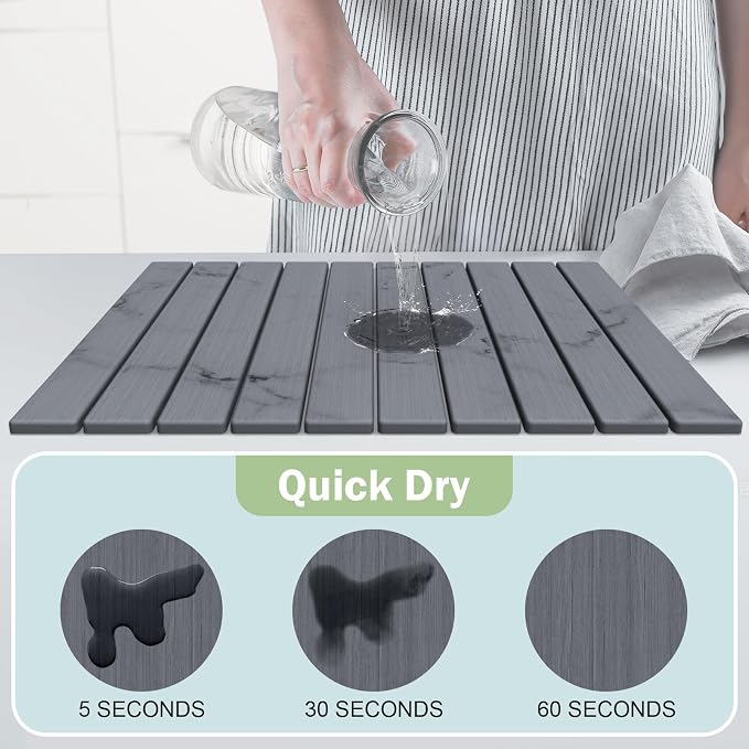 Stone Dish Drying Mat for Kitchen Counter, Versatile Stone Drying Mats for Cups - Image 2