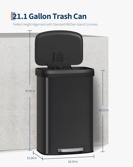 Garvee 21 Gallon / 80 Liter Metal Trash Can - Image 6