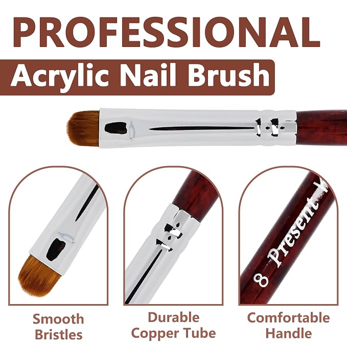 Present Gel Nail Brush, UV Gel Nail Brush, Nail Art Tips Builder Brush Pen - Image 4