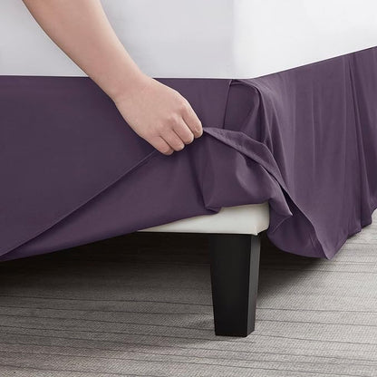 Nestl Dark Purple Twin Bed Skirt - Twin Size Bed Skirt 14 Inch Drop - Brushed Microfiber Bed Skirts - Hotel Quality Pleated Bed Skirt - Shrinkage & Fade Resistant