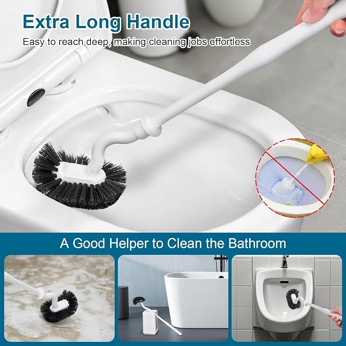Toilet Bowl Brush and Holder Sturdy Plastic Long Handled Toilet Brushes - Image 8