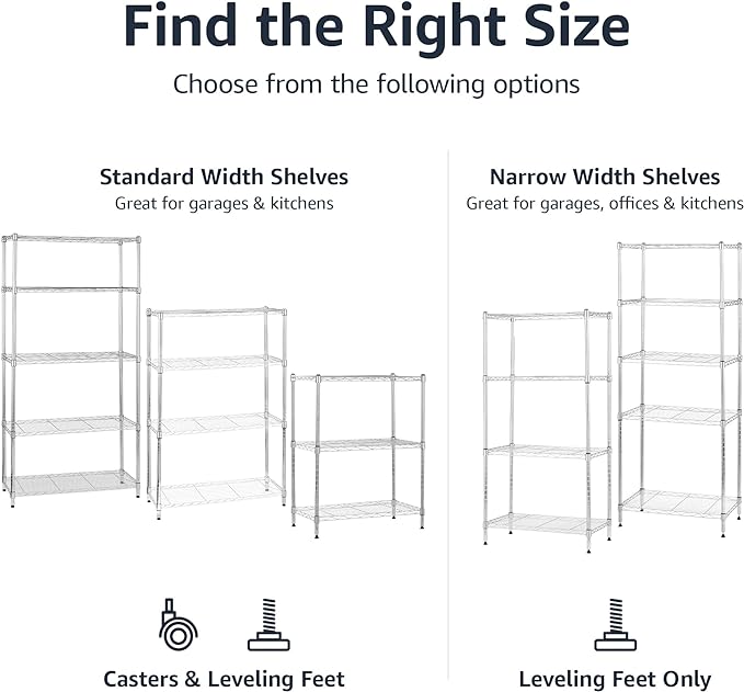 Amazon Basics 5-Shelf Adjustable, Storage Shelving Unit, Steel Organizer Wire - Image 4