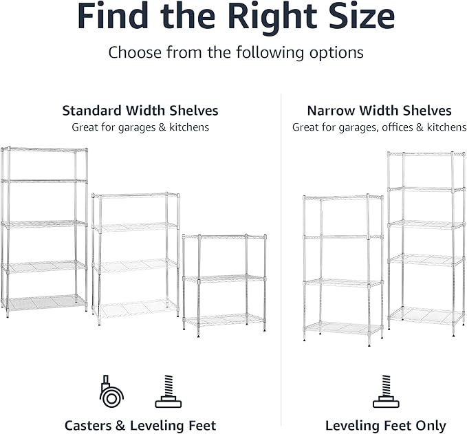 Amazon Basics 4-Shelf Adjustable Heavy Duty Steel Wire Rack Storage Shelving - Image 4