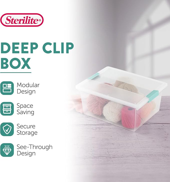 Sterilite 4-Pack Clip Box, Stackable Clear Plastic Bins - Image 2