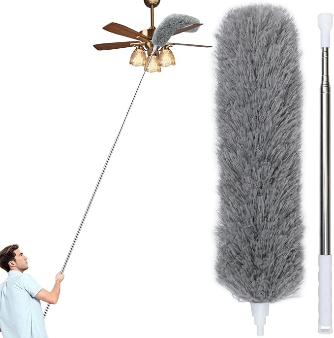 100" Extra-Long Microfiber Feather Duster, Extendable Pole Dusters, Telescoping by Unknown