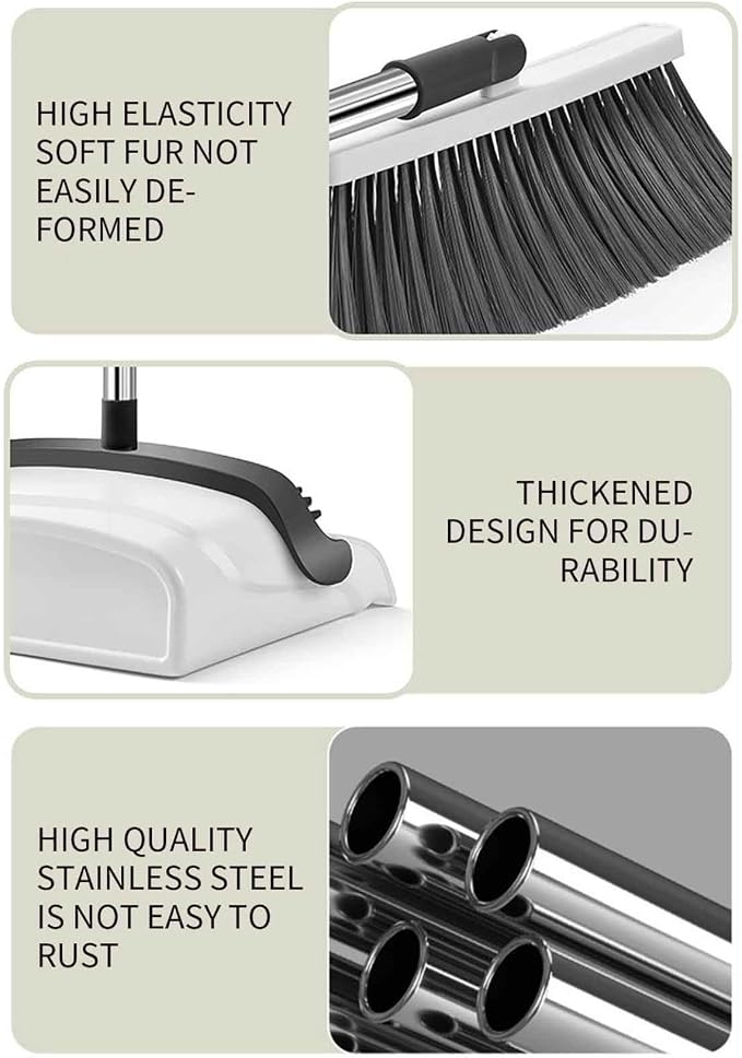 Broom and Dustpan Set Widened Thickened, Folding Dustpan - Image 9
