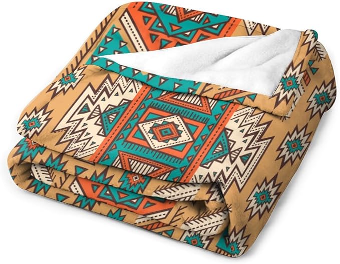 Aztec Throw Blanket, Tribal Navajo Print Native Blanket for Camping Outdoor Couch Sofa Bed 30"x40"