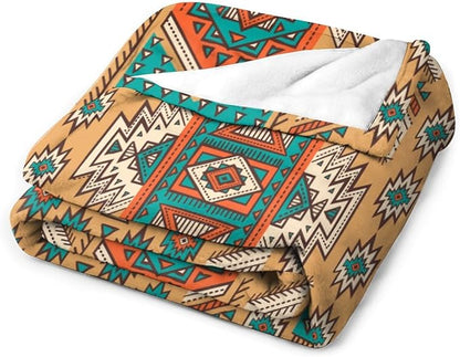 Aztec Throw Blanket, Tribal Navajo Print Native Blanket for Camping Outdoor Couch Sofa Bed 30"x40"
