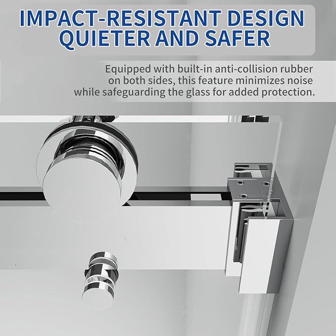 56-60" W x 76" H Double Sliding Frameless Shower Glass Door, 5/16" ANSI & SGCC - Image 3