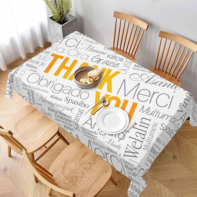 Thank You Tablecloths for Rectangle Tables Thank You Word Cloud in Different - Image 3