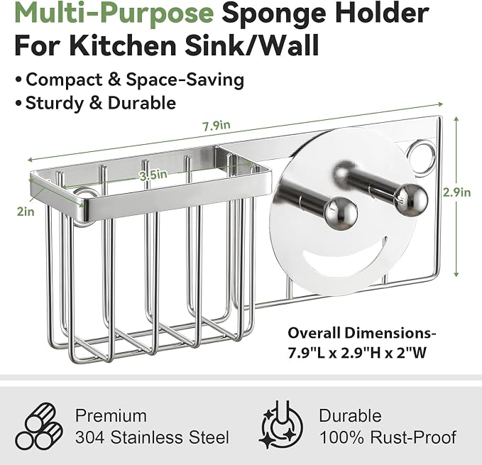 Sponge Holder for Kitchen Sink, Sponge Caddy for Scrub Daddy / Scrub Mommy - Image 2