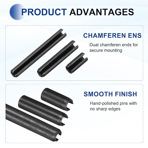 MECCANIXITY 60Pcs Slotted Split Roll Pins 1/5 Inch Dia. 1 Inch Length 65Mn - Image 3