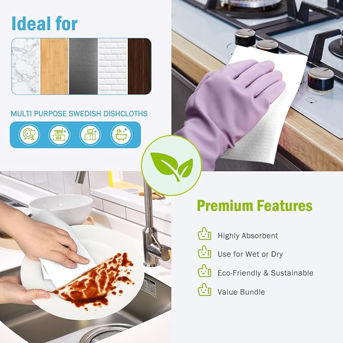 AIDEA Swedish Dishcloths for Kitchen, Absorbent Sponge Dish Cloth, Dishcloths - Image 6
