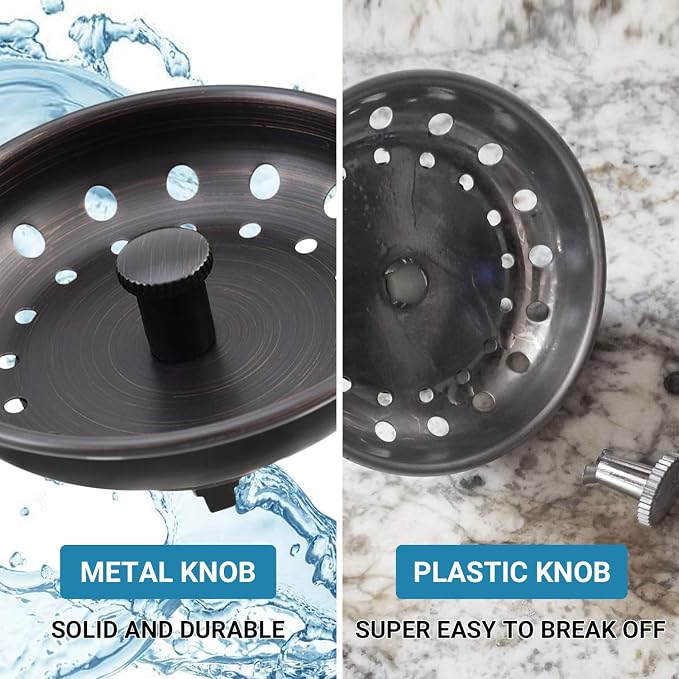 KONE Kitchen Sink Stopper and Strainer 2 Pack Oil Rubbed Bronze Sink Basket - Image 4
