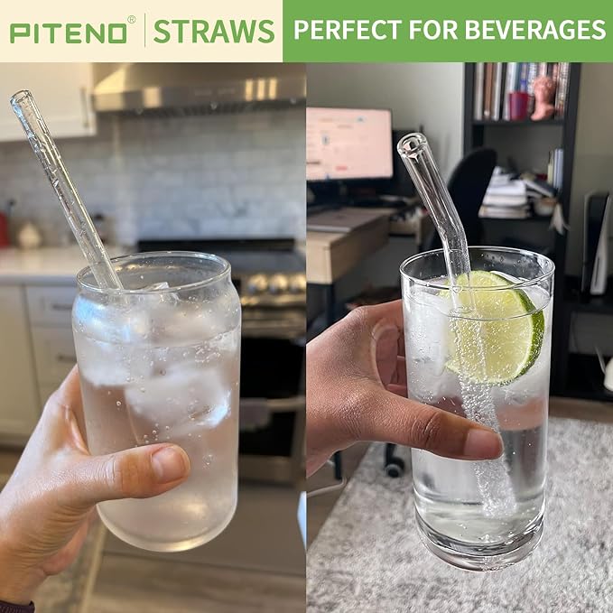 Piteno® 16-Pack Reusable Glass Straws Set, 8.5''x10MM, Milkshakes - Image 6