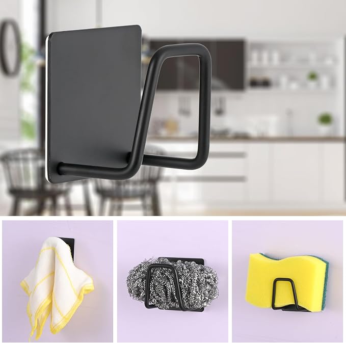 Adhesive Sponge Holder for Kitchen Sink, SUS304 Stainless Steel Scrubber Hanger - Image 9