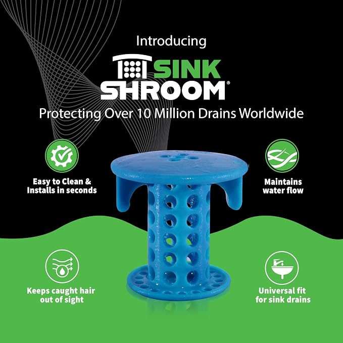 SinkShroom SSBLU988 Sink Drain Protector Hair Catcher/Strainer/Snare - Image 5