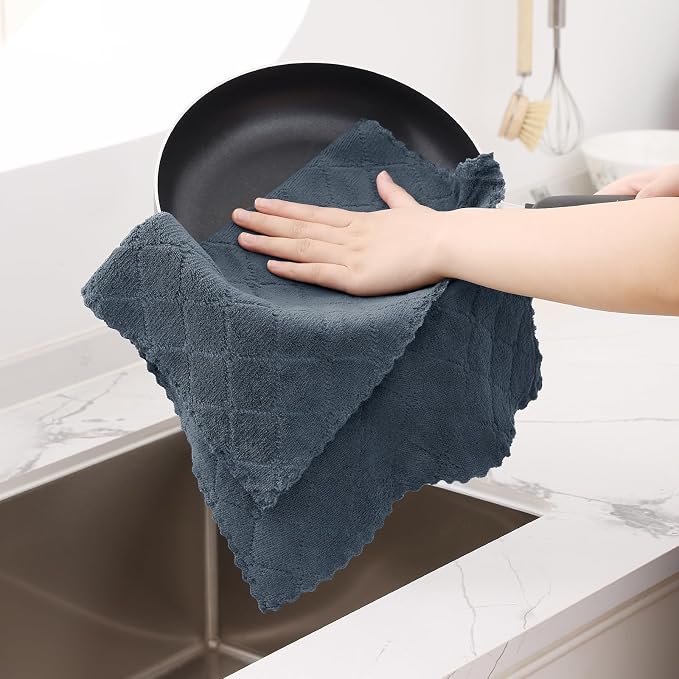 Homaxy 12 Pack Dish Towels for Kitchen, Super Soft and Absorbent Coral Velvet - Image 4
