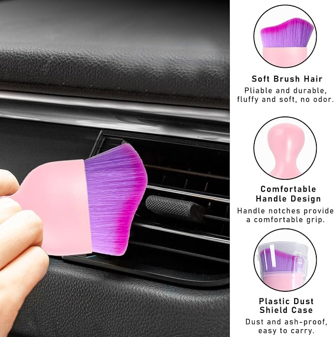 Car Interior Dust Brush, Soft Scratch Free Auto Detailing Brushes, Universal - Image 3