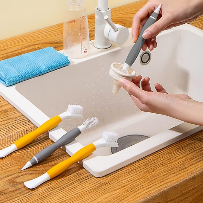 Grout Cleaning Brush Set 2 Pack Crevice Detail Cleaner Brush Multi-Purpose Scrub - Image 5