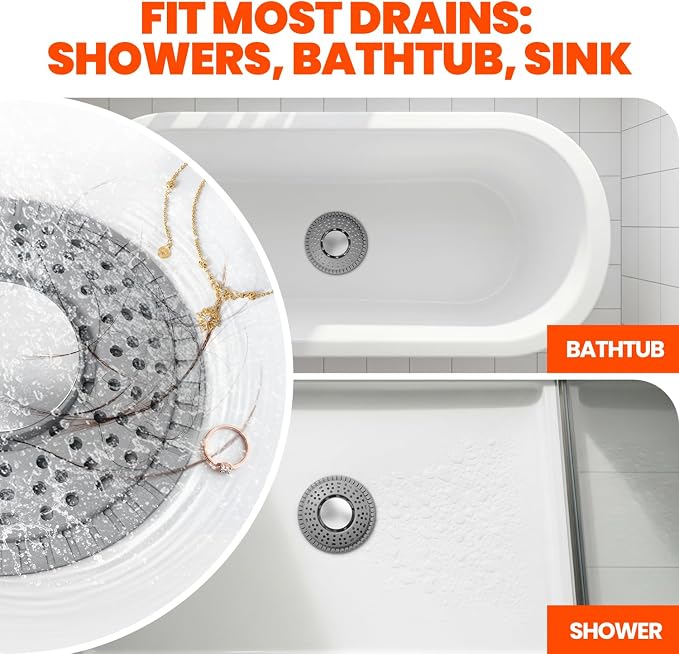 Shower Drain Hair Catcher, Upgraded 2Pack Premium Silicone Drain Protector & - Image 2