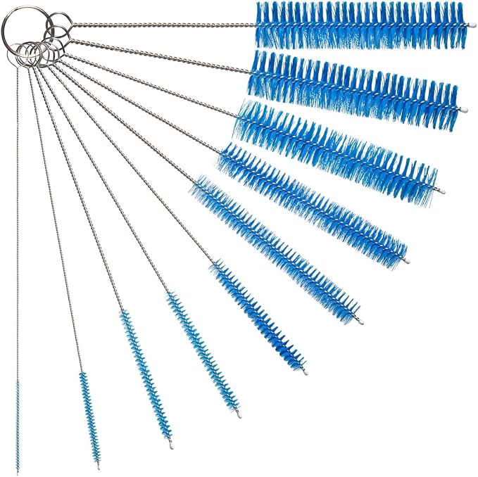 10" Tube Cleaning Brush Set, 10 Pack, Extra Long Nylon Straw Brushes by TheScoopie