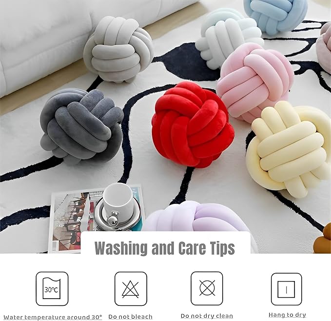 Knot Ball Pillows, Round Throw Pillow Cushion Home Decoration Soft Plush Pillow, Throw Knotted Ball Pillow Handmade Children Room Decoration Round Plush Toy Pillow (Dark Red,8.5"/22cm)