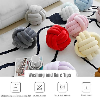 Knot Ball Pillows, Round Throw Pillow Cushion Home Decoration Soft Plush Pillow, Throw Knotted Ball Pillow Handmade Children Room Decoration Round Plush Toy Pillow (Dark Red,8.5"/22cm)