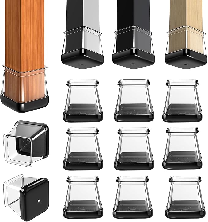 28 Pcs Chair Leg Sliders for Carpet, Square Chair Glides, Silicone Furniture by GICUNK