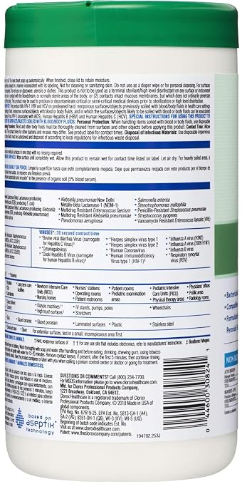 Clorox Healthcare Hydrogen Peroxide Cleaner Disinfectant Wipes, 6.75" x 9" - Image 2