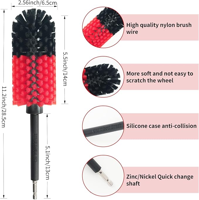 Wheel Brush, Soft Drill Wheel Cleaner Brush, Drill Brush - Image 3