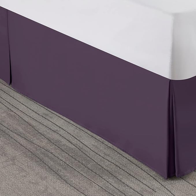 Nestl Dark Purple Twin Bed Skirt - Twin Size Bed Skirt 14 Inch Drop - Brushed Microfiber Bed Skirts - Hotel Quality Pleated Bed Skirt - Shrinkage & Fade Resistant
