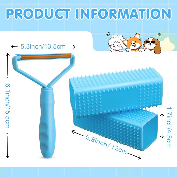 Honeydak 3 Pieces Hair Remover Tool Dog Hair Remover Pro Silicone Cleaner Brush - Image 2
