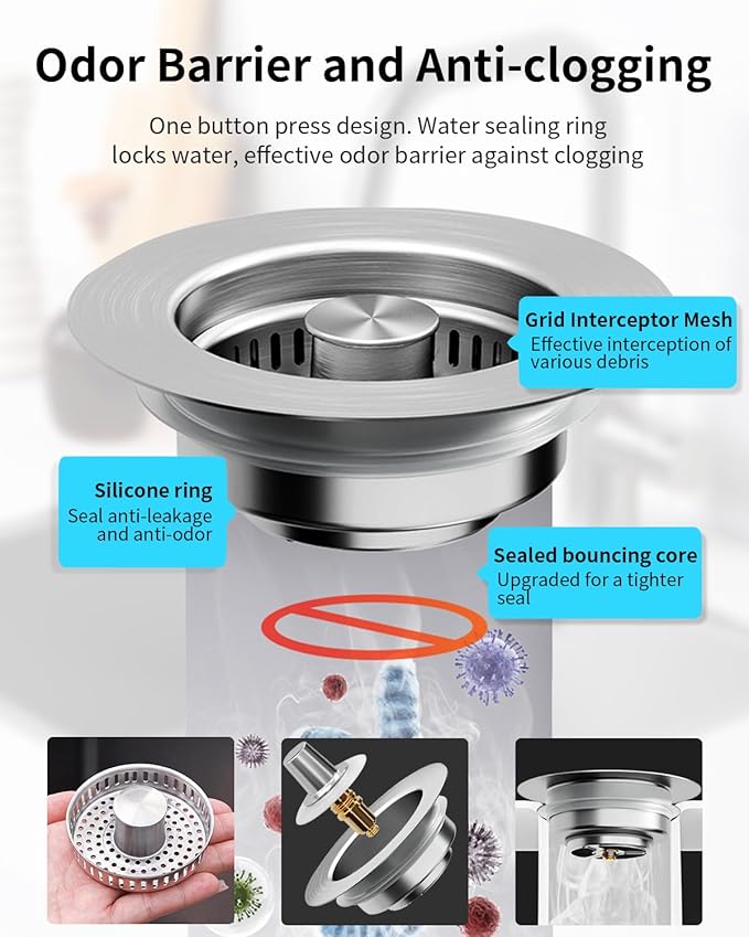 3 in 1 Kitchen Sink Drain Strainer Anti-Clogging Kitchen Sink Drain Stopper - Image 5