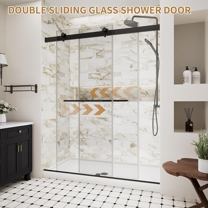 Frameless Shower Door, 44-48" W x 74" H Double Sliding Shower Door - Image 2