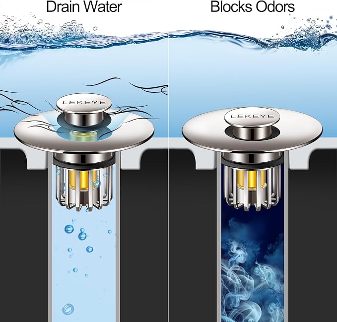 LEKEYE Bathroom Sink Stopper | Shower Drain Hair Catcher | Pop-up Sink Drain - Image 5