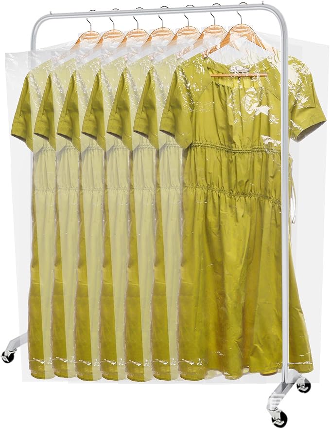 AVLA 50 Pack Plastic Garment Bags, Dry Cleaning Hanging Clothes Cover, - Image 5