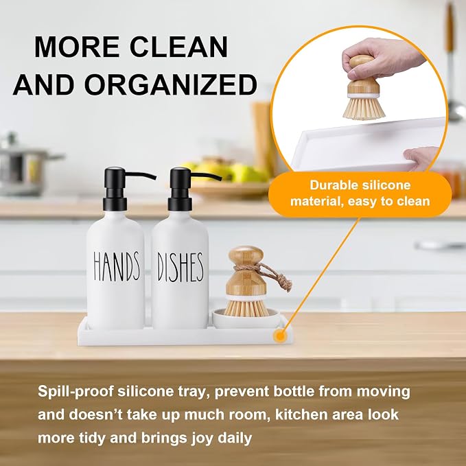 Glass Soap Dispenser for Kitchen, Farmhouse Dish Hand Soap Dispenser Set - Image 5