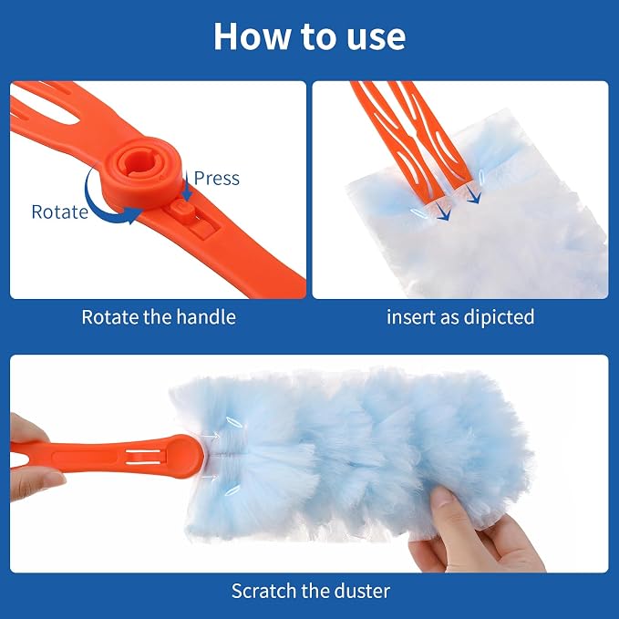 Qaestfy Dusters for Cleaning Dust 20 Count Refills 360 Fluffy Microfiber Hand - Image 3