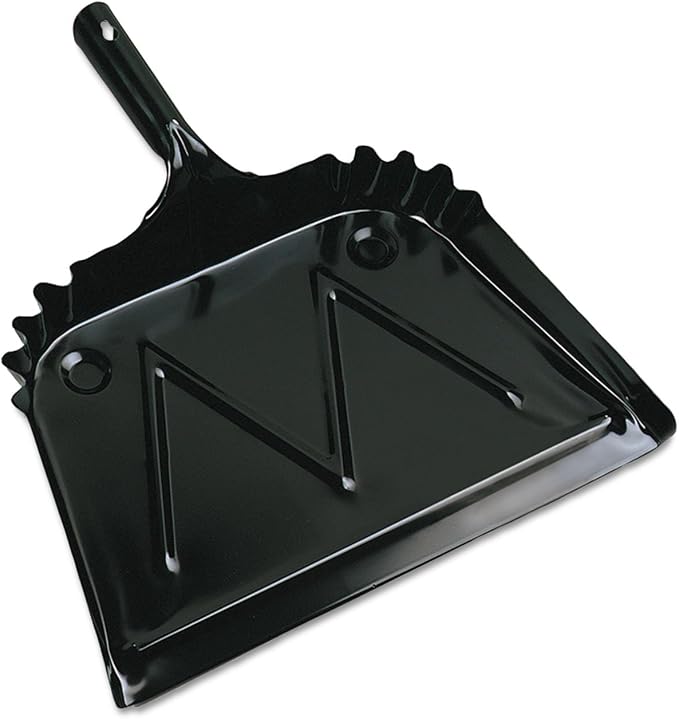 Boardwalk 04212 Metal Dust Pan 12" Wide 2" Handle Black 12/Carton by Boardwalk