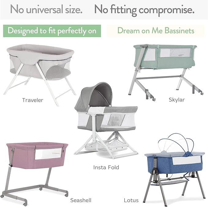 Bassinet Fitted Sheets Compatible with Dream on Me Traveler Portable Bassinet & Skylar, Seashell Bedside Sleeper – Snuggly Soft 100% Jersey Cotton – Light + Dark Sage Green – 2 Pack