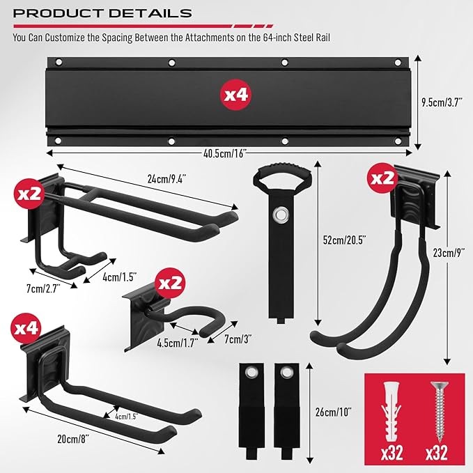 SEDY 64" Heavy Duty Garage Storage Tool Organizer Wall Mount - Image 3