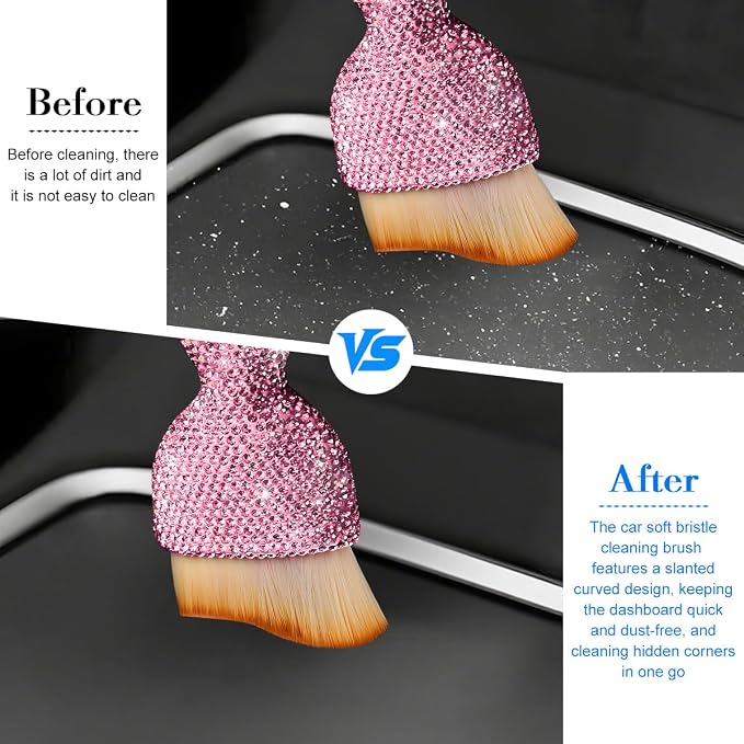 Bling Car Detailing Brush, Crystal Rhinestone Non-Scratch Vehicle Cleaning Dust - Image 5