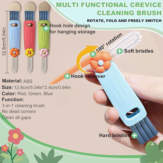 3 in 1 Cup Lid Cleaning Brush, Portable Water Bottle Brush, Bottle Gaps - Image 3