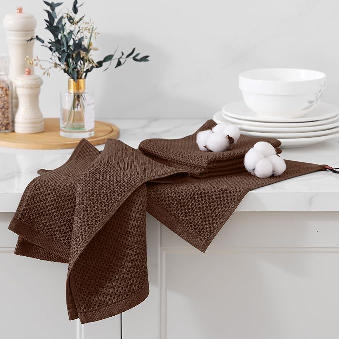 Kitinjoy 100% Cotton Kitchen Dish Cloths, 6 Pack Waffle Weave Ultra Soft - Image 3