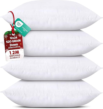 Utopia Bedding Throw Pillows (Set of 4, White), 12 x 24 Inches Pillows for Sofa, Bed and Couch Decorative Stuffer Pillow