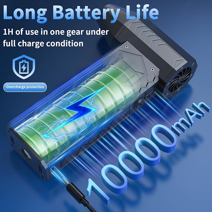 Electric Air Duster with LCD Screen & Flashlight, 180000RPM Compressed Air - Image 7
