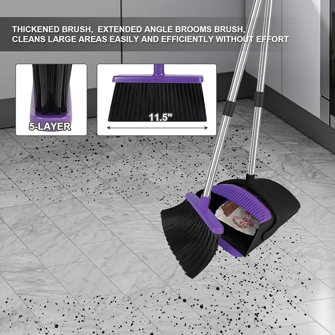 Broom with Dustpan Combo Set, Standing Dust Pan Set - Image 4
