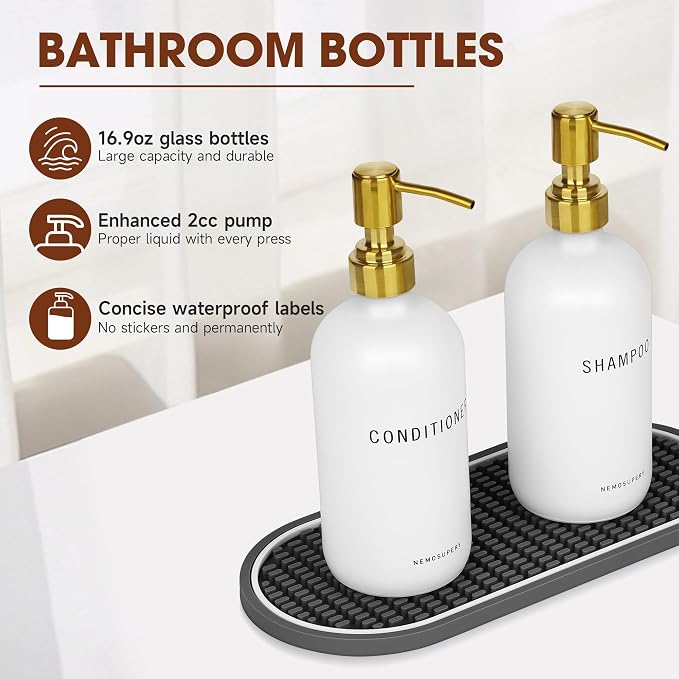 Glass Shampoo and Conditioner Dispenser-Shampoo Dispenser - Image 2
