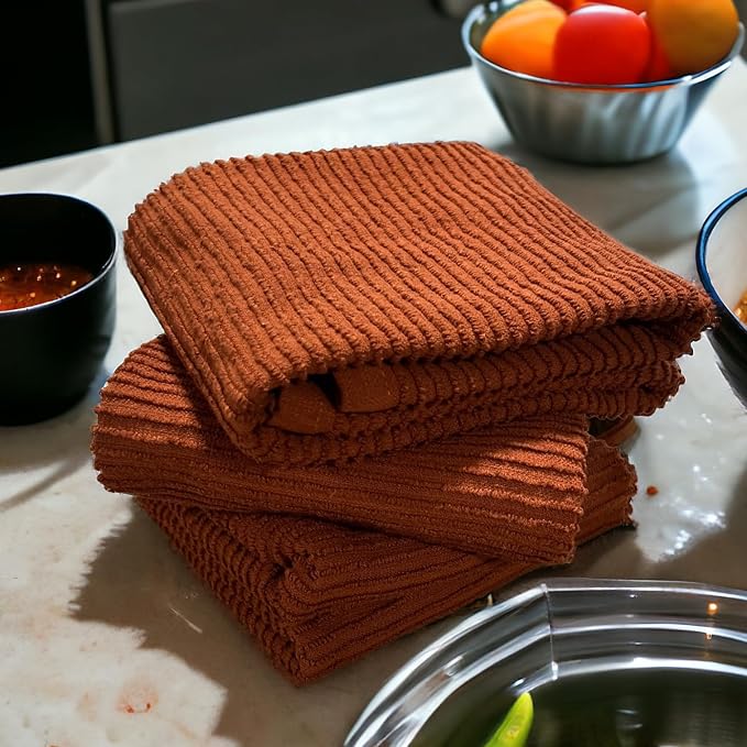 Kitchen Hand Towels: Maroon Rust 100% Cotton Cloth Soft Cleaning Drying Dished - Image 5